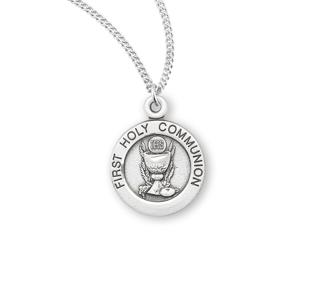 Antique Silver First Communion Charm Medal