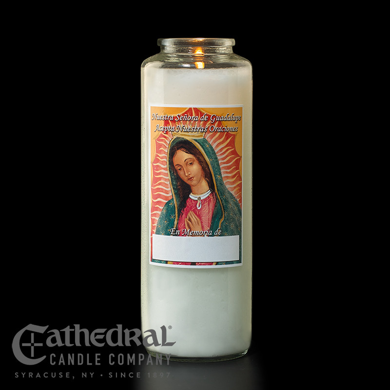 Spanish Ritual Candles Spanish Our Lady of Guadalupe In Memory 6-Day Glass Candles | Case of ...