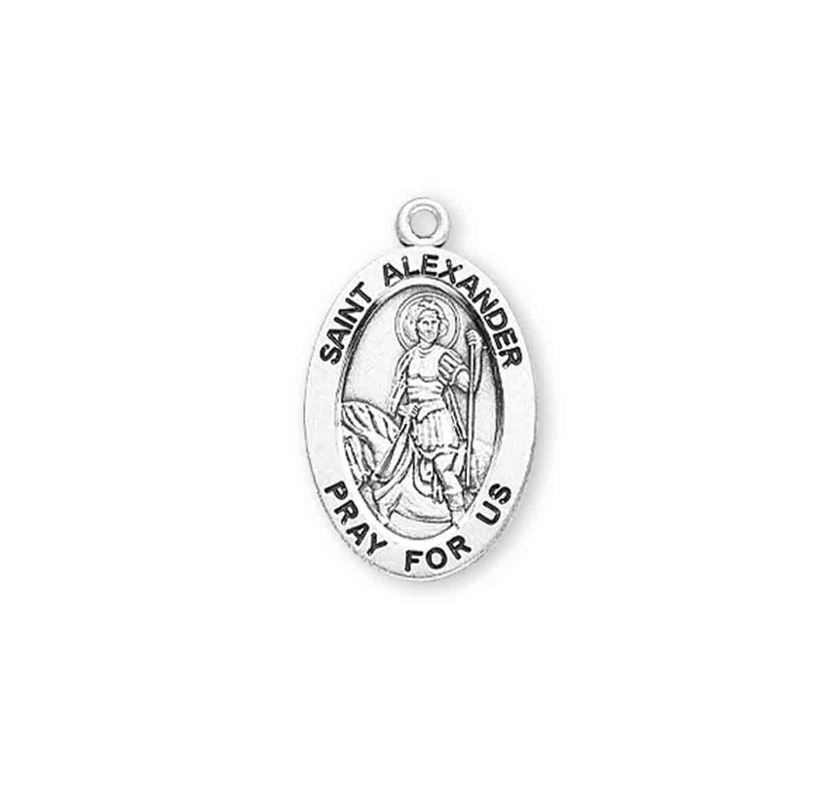 Patron Saint Alexander Oval Sterling Silver Medal | 24" Endless Chain ...
