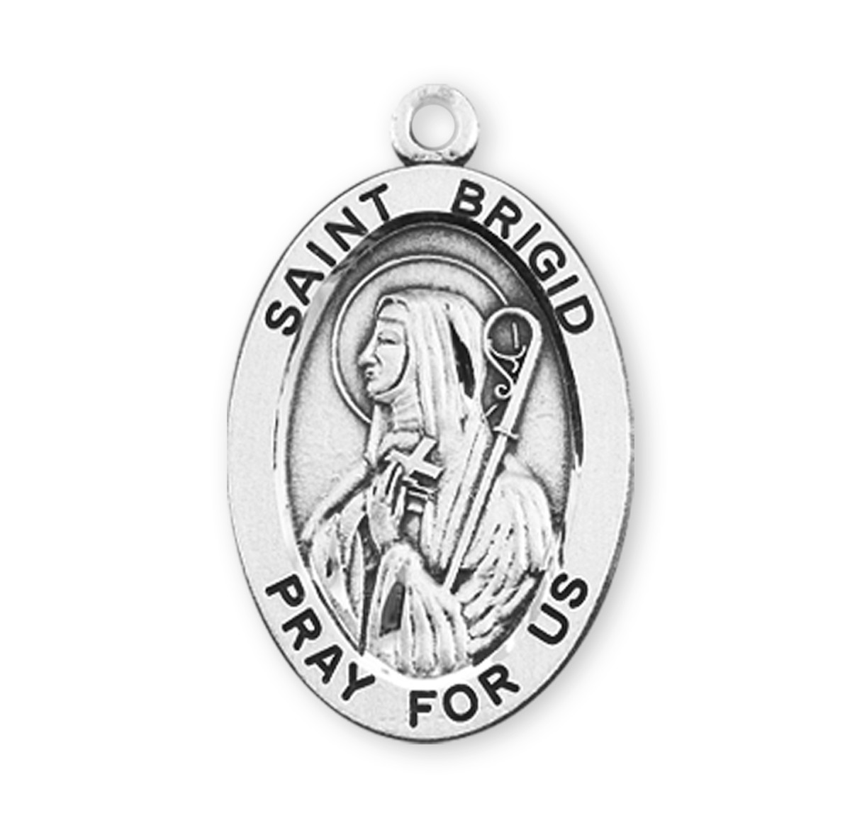 Patron Saint Brigid Oval Sterling Silver Medal | 24" Endless Chain ...