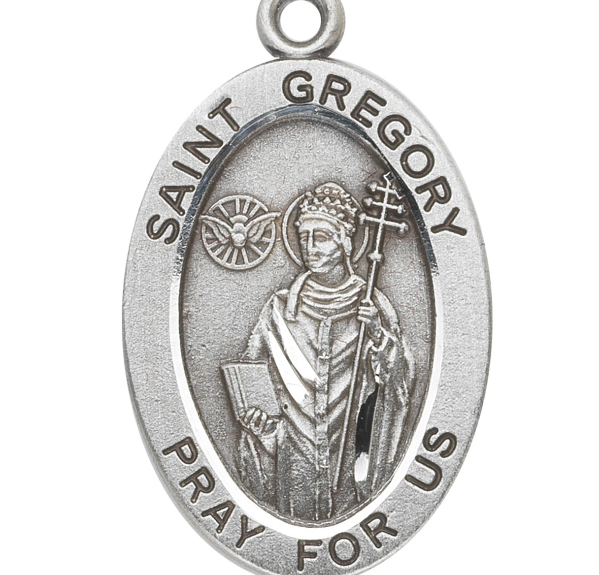 Patron Saint Gregory Small Oval Sterling Silver Medal | 20" Chain ...