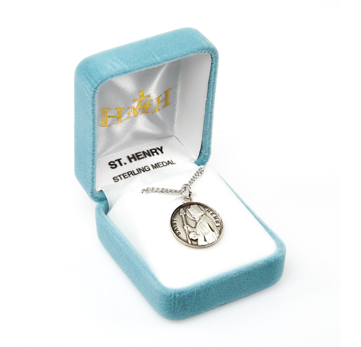 Patron Saint Henry Round Sterling Silver Medal | 20" Chain - Holy Land ...