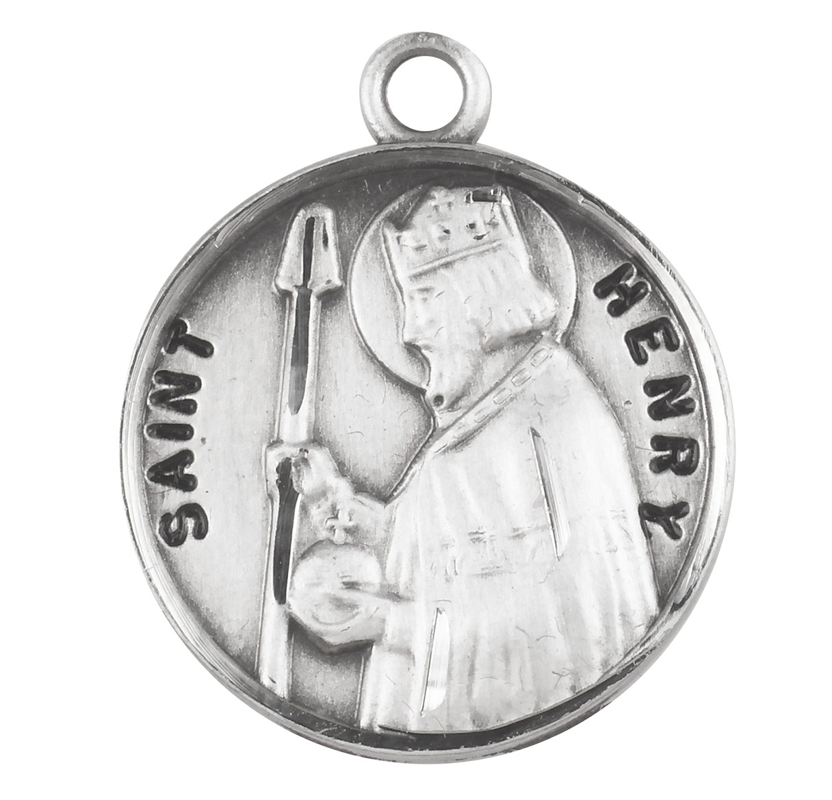 Patron Saint Henry Round Sterling Silver Medal | 20" Chain - Holy Land ...