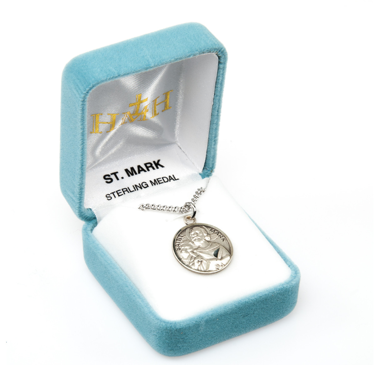 Patron Saint Mark Round Sterling Silver Medal | 20" Chain - Holy Land ...