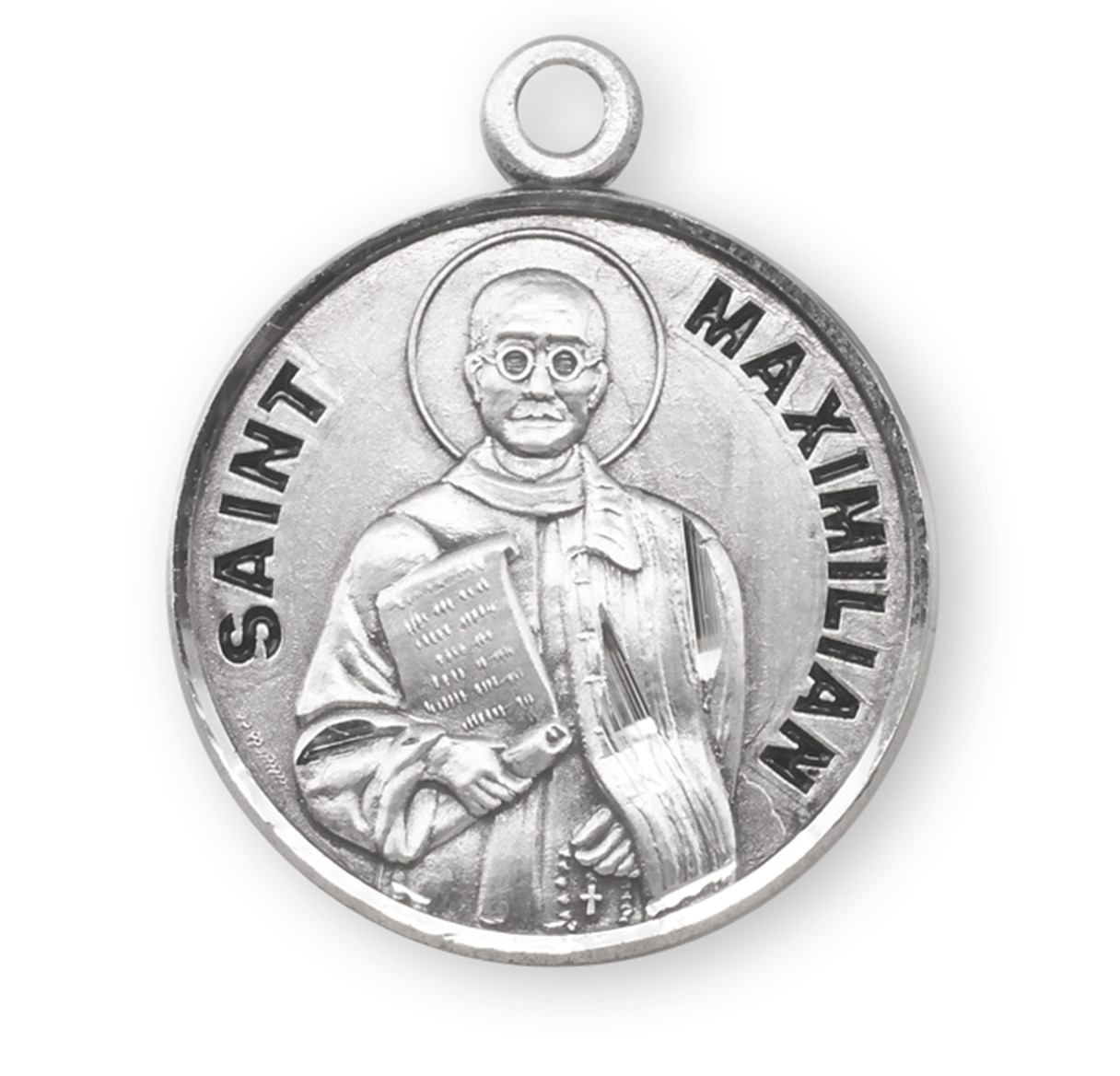 Patron Saint Maximilian Round Sterling Silver Medal - Holy Land Art ...