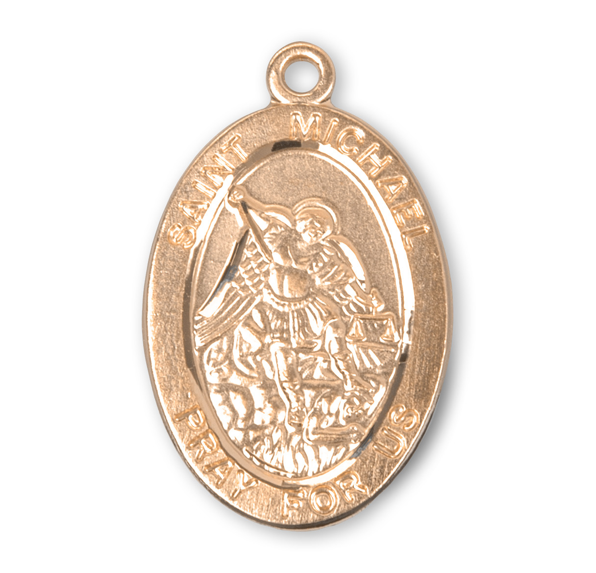 Patron Saint Michael Oval Gold Over Sterling Silver Medal - Holy Land ...