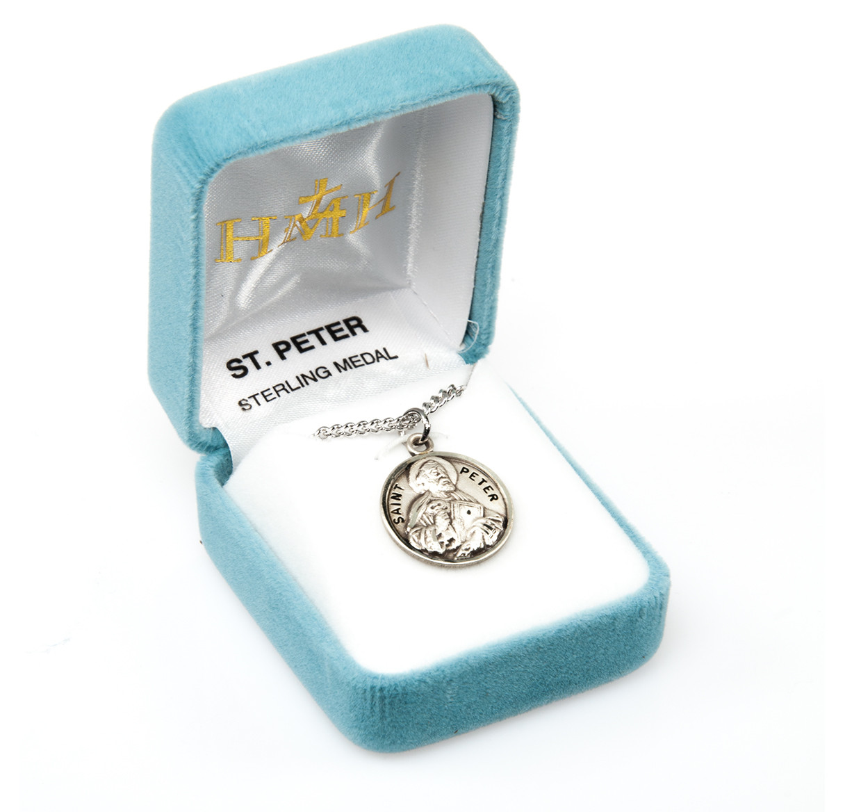 Patron Saint Peter Round Sterling Silver Medal - Holy Land Art Company, LLC