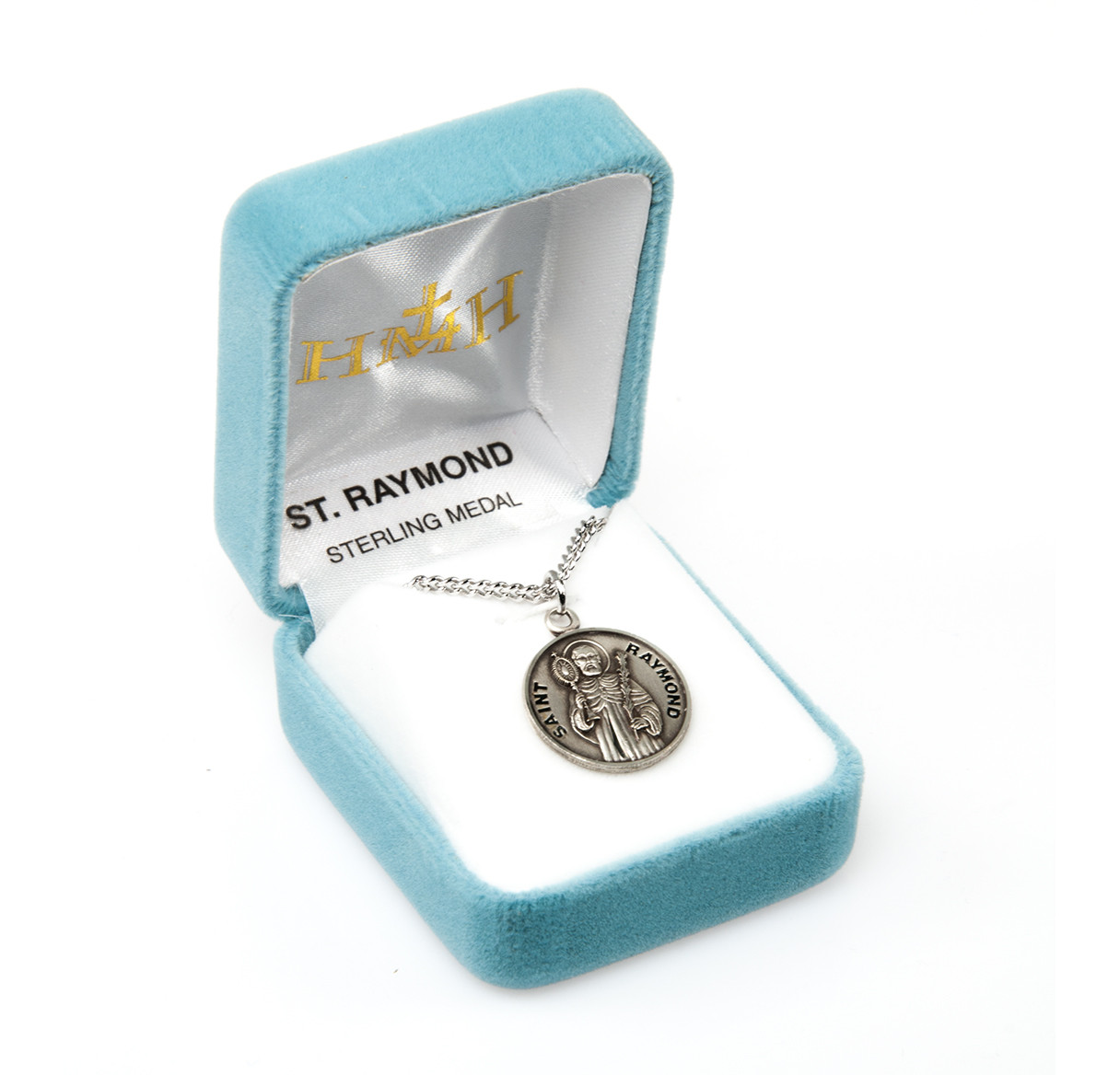 Patron Saint Raymond Round Sterling Silver Medal - Holy Land Art ...