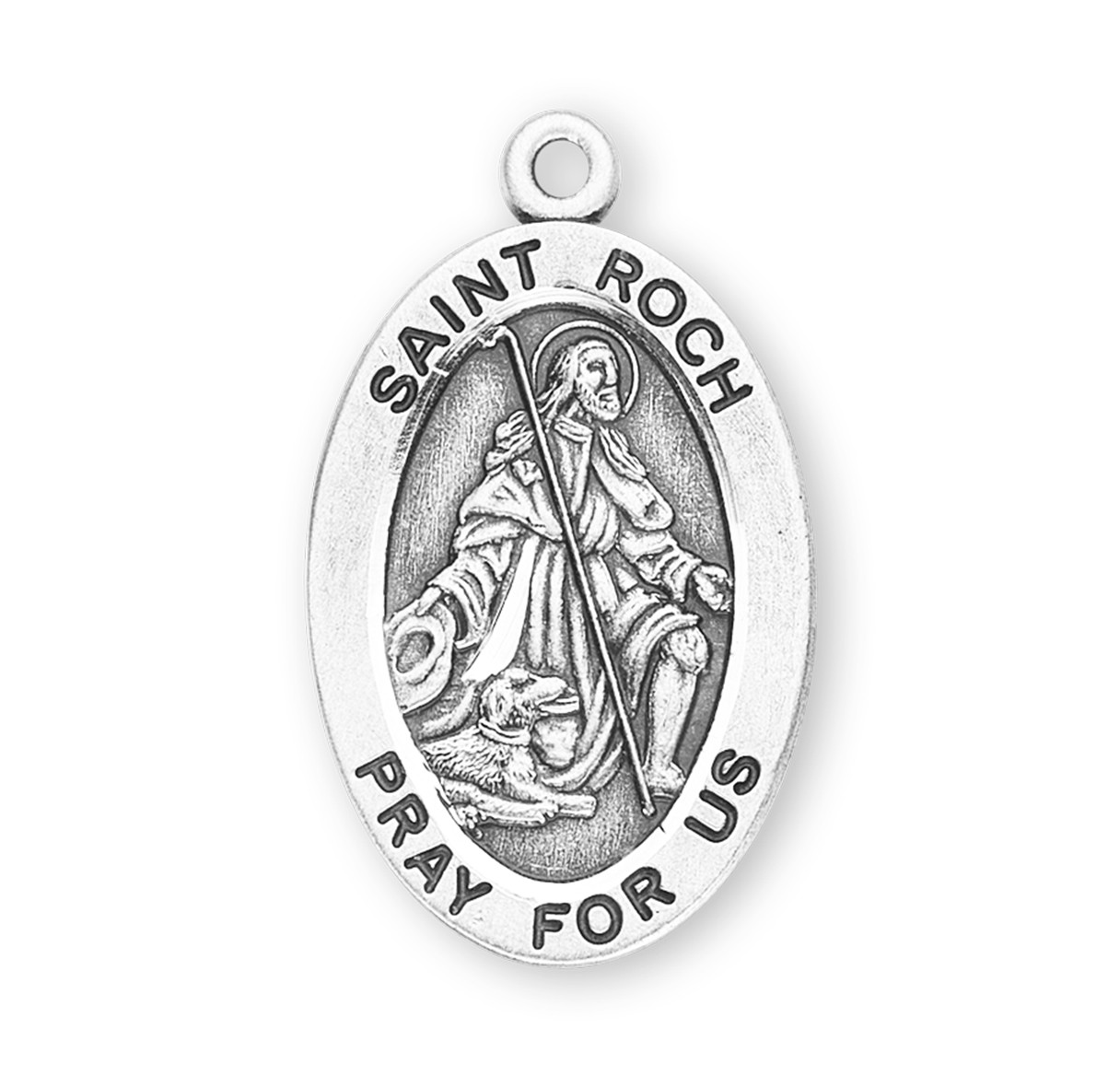 Patron Saint Roch Oval Sterling Silver Medal | 2 - Holy Land Art ...