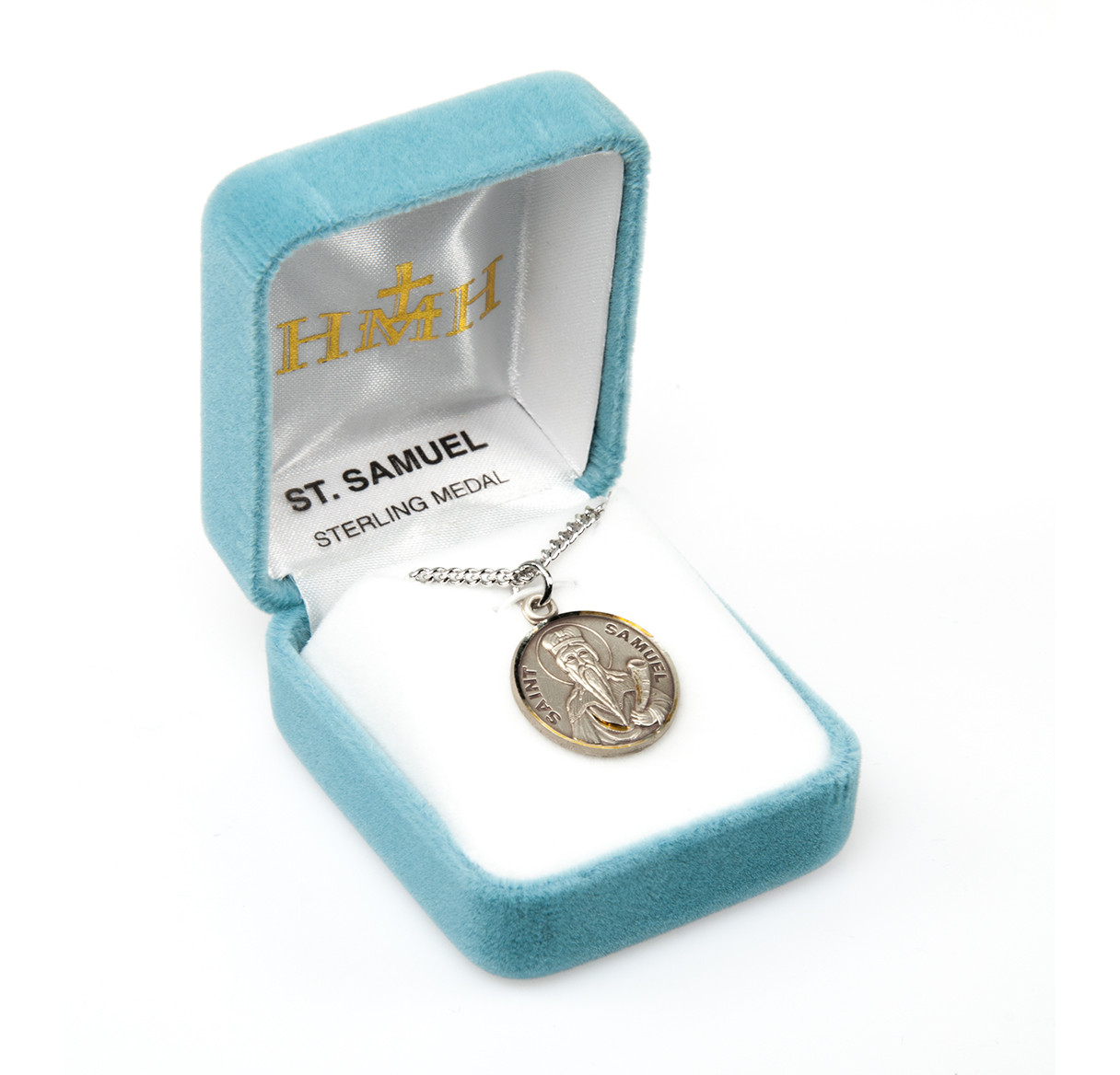 Patron Saint Samuel Round Sterling Silver Medal Holy Land Art Company, LLC