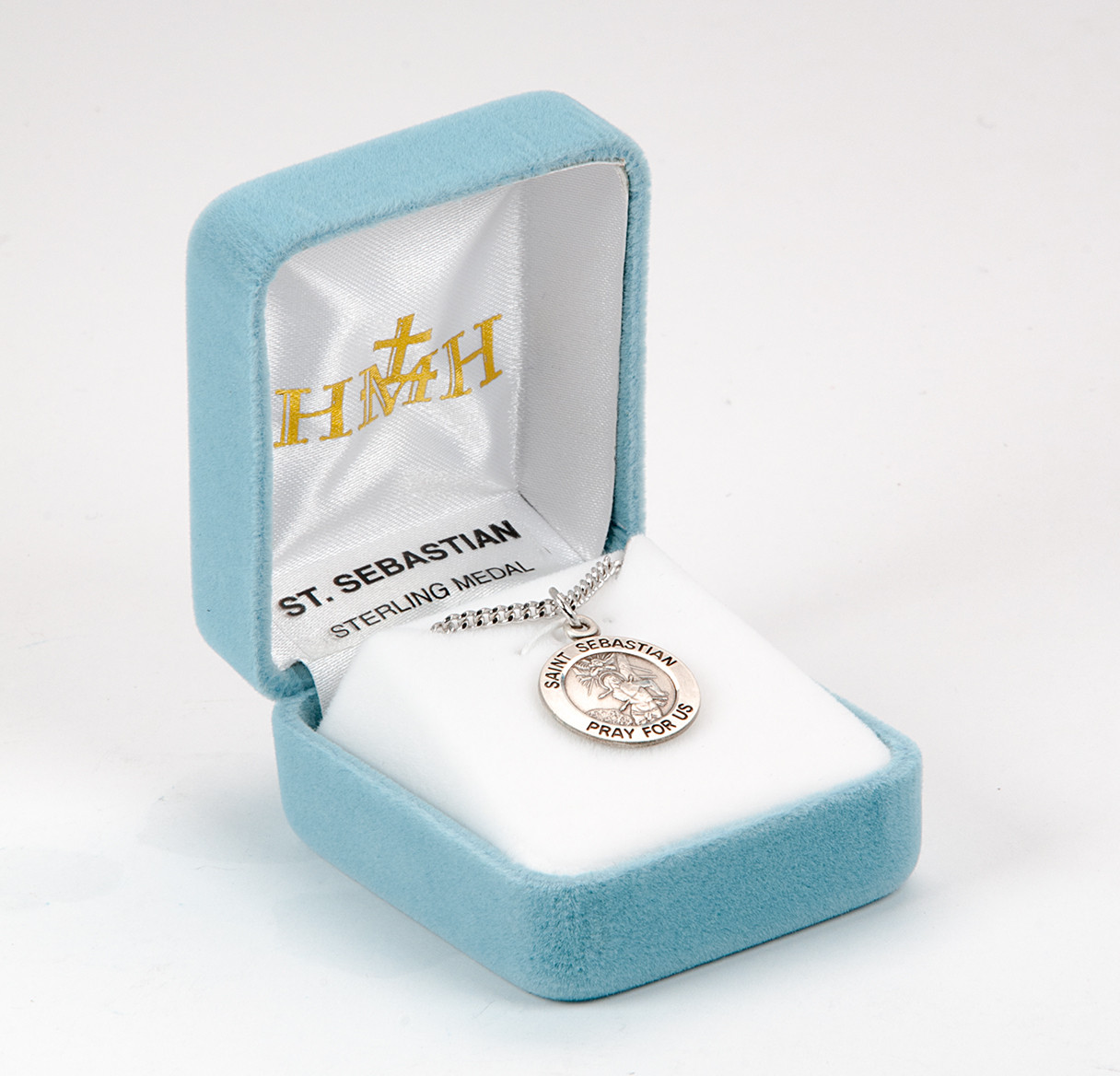Patron Saint Sebastian Round Sterling Silver Medal | 1 - Holy Land Art ...