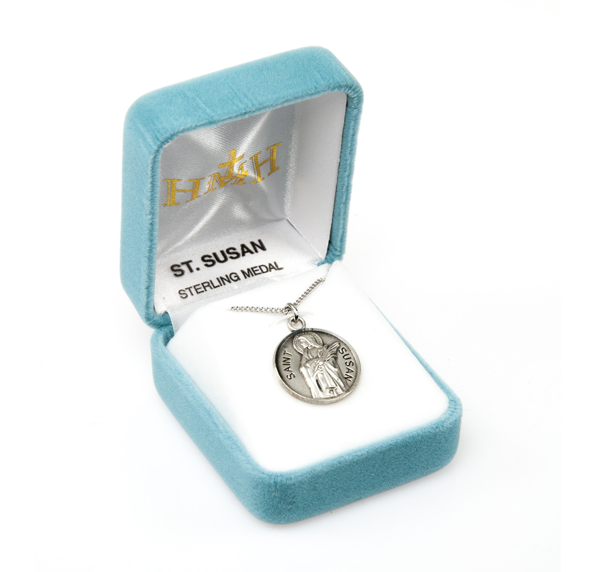 Patron Saint Susan Round Sterling Silver Medal - Holy Land Art Company, LLC