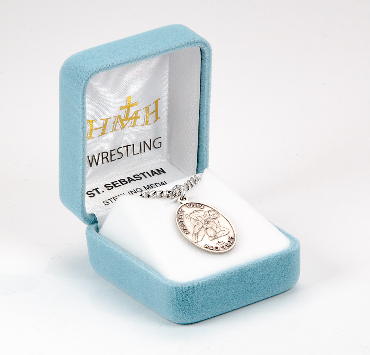 Saint Sebastian Oval Sterling Silver Wrestling Male Athlete Medal ...