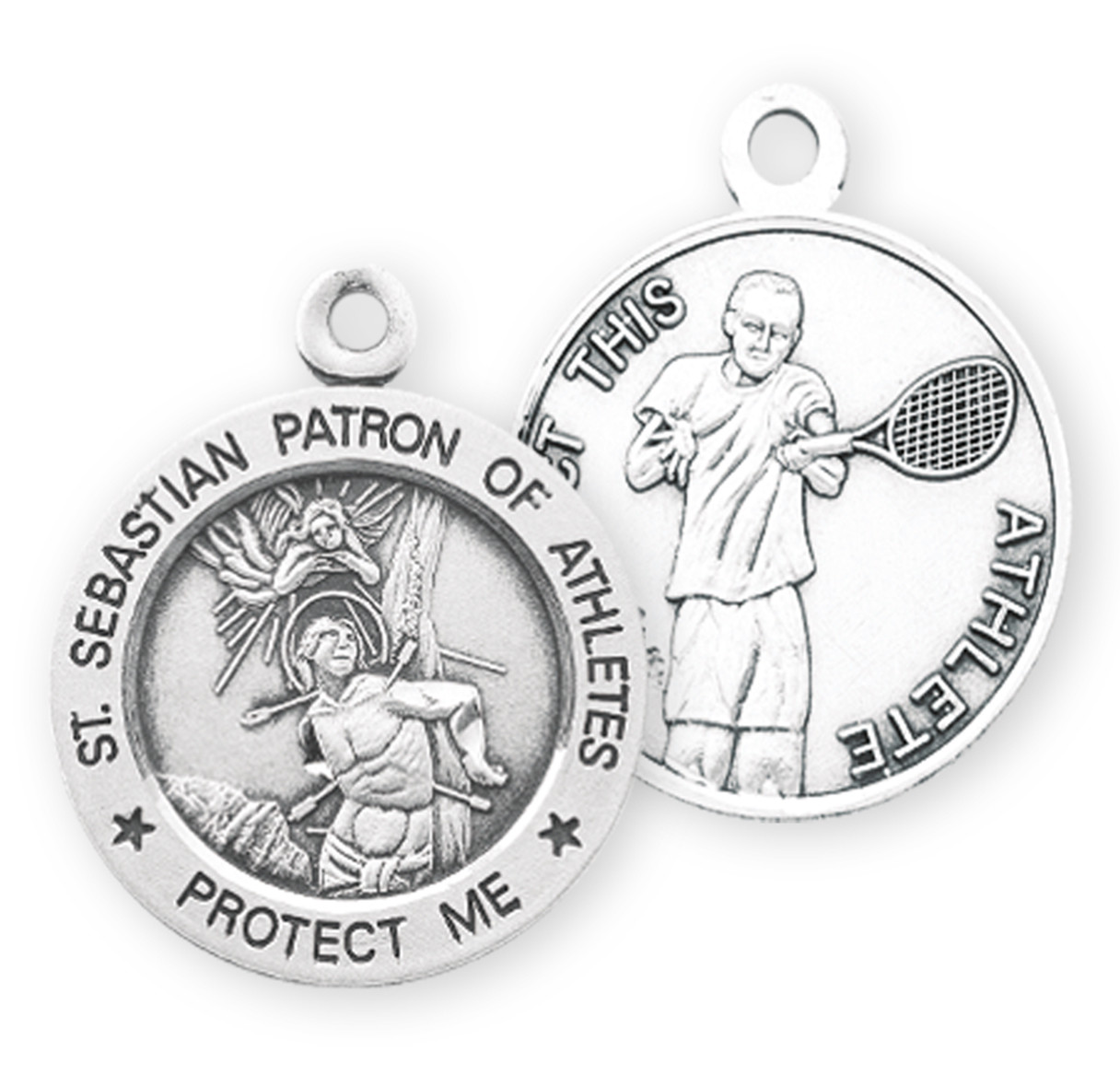 Saint Sebastian Round Sterling Silver Tennis Male Athlete Medal - Holy ...