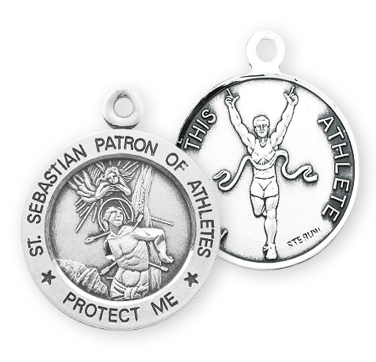 Saint Sebastian Round Sterling Silver Track Male Athlete Medal - Holy ...