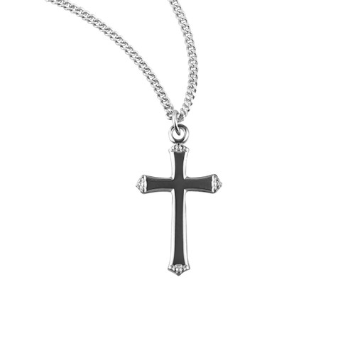 Sterling Silver Flower Tipped Smooth Cross | 18" Chain