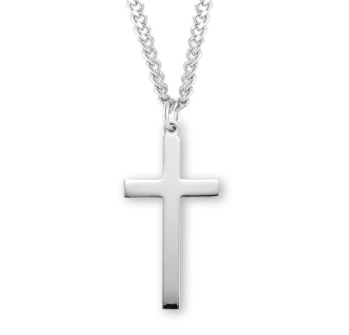 Sterling Silver High Polished Cross | 24" Endless Curb Chain