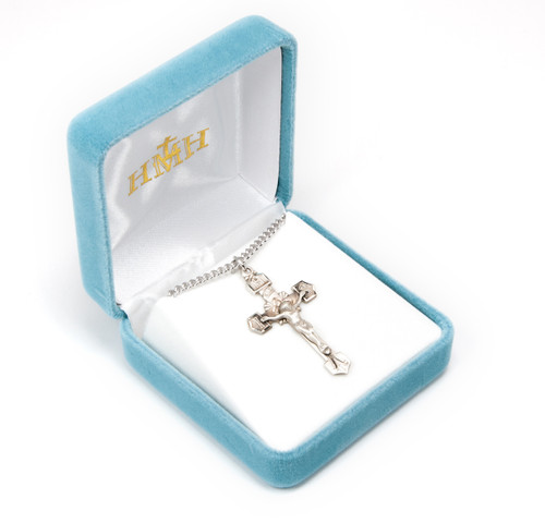 Sterling Silver IHS Crucifix | 24" Endless Curb Chain