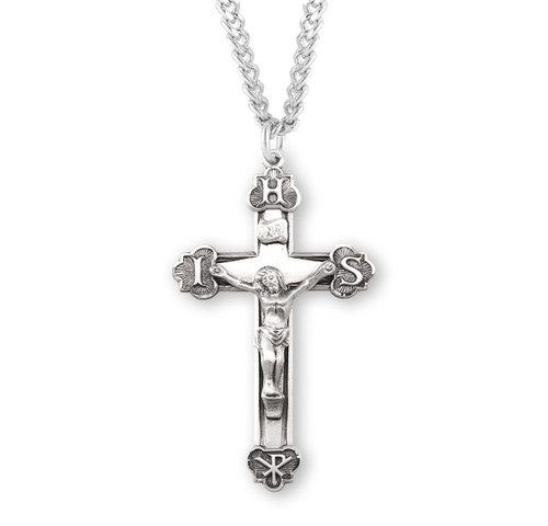 Sterling Silver IHS Crucifix | 24" Endless Chain