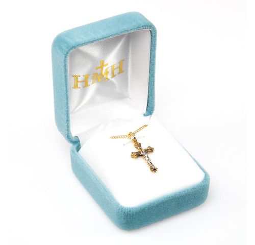 Swirled Gold Over Sterling Silver Two Toned Crucifix