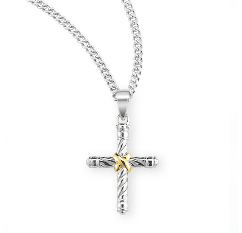 Twisted Two Tone Sterling Silver Cross