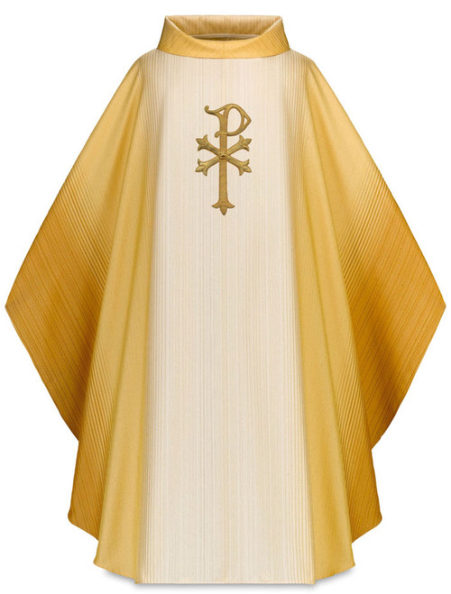 #5191 Hand Embroidered Chi Rho Color Gradation Gothic Chasuble | Roll Collar