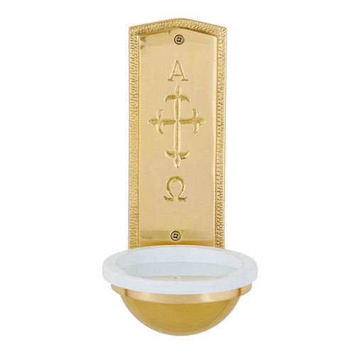 Alpha Omega Holy Water Font | Solid Brass