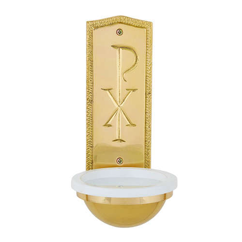 Chi Rho Holy Water Font | Solid Brass
