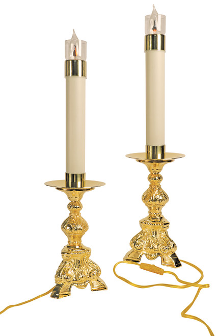 K8 Electric Altar Candlestick | 10 3/4"H | 24K Gold Plated