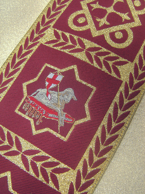 #485 Gold Paschal Lamb Overlay Stole | Wool/Poly/Gold Thread #485 Gold Paschal Lamb Overlay Stole | Wool/Poly/Gold Thread