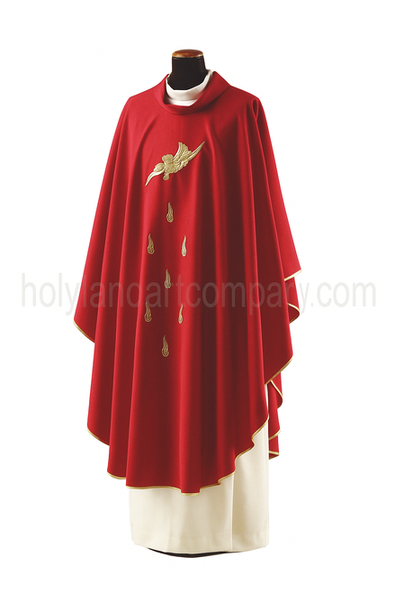 #780 Embroidered Holy Spirit Chasuble | Roll Collar | Wool/Poly