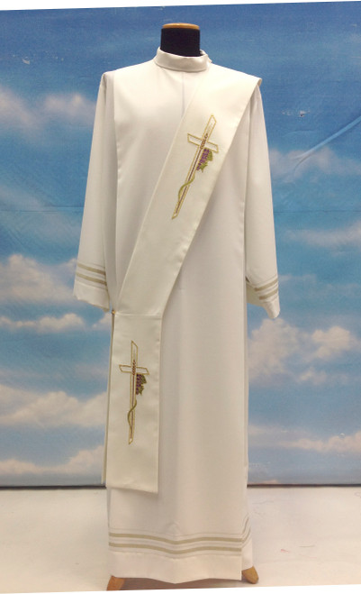 #863 Cross & Grapes Deacon Stole | Wool/Poly | All Colors