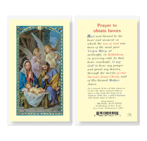 Prayer to Obtain Favors Holy Card