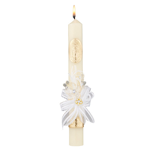 12" Gold Guadalupe Baptismal Candle | Pack of 4