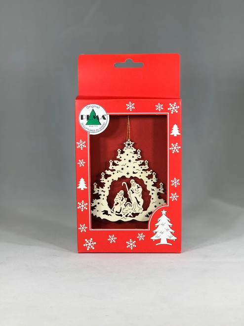 Nativity Christmas Tree with Candles Ornament | Laser Cut Wood | Made in Italy