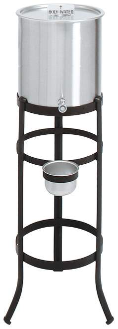 6 Gallon Holy Water Reservoir & Black Stand | Stainless Steel