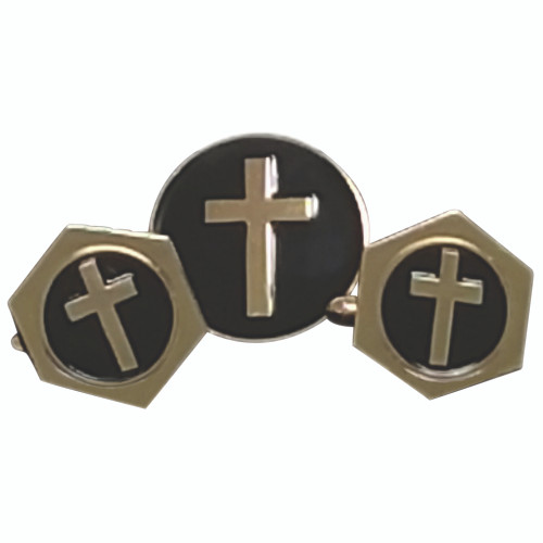 Gold-Plated Latin Cross Cufflinks & Pin