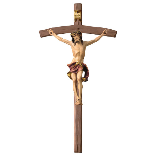 Full Color Nazarean Bent Crucifix | Hand Carved in Italy | Multiple Sizes