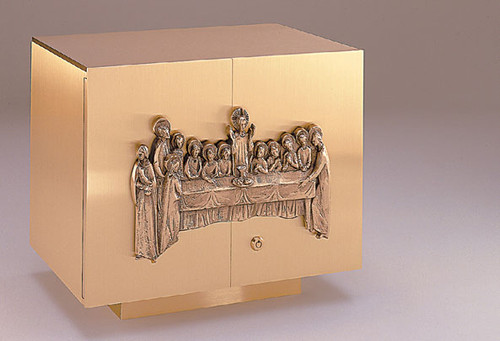 Last Supper Metal Hinged Portable Communion Set - 6 Glass Cups