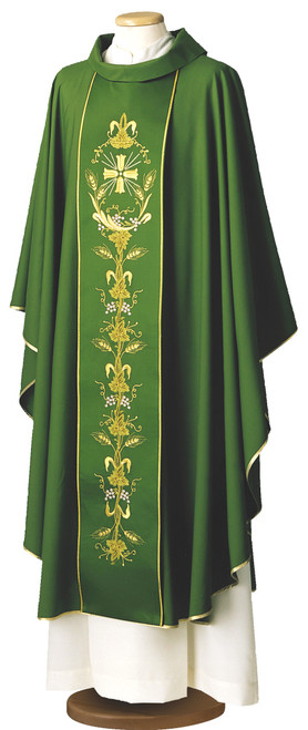 #0188 Italian Embroidered Chasuble with Scapular | Roll Collar | 100% Wool | All Colors