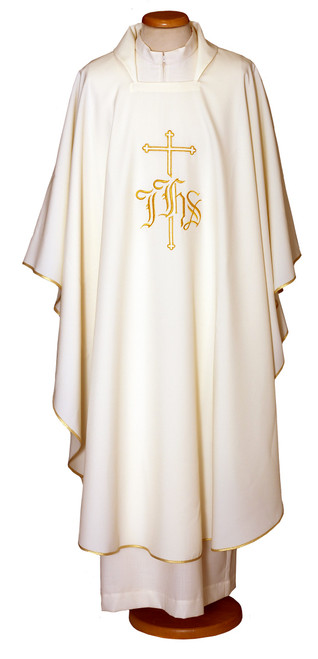 #450 IHS Embroidered Chasuble | Square Collar | 100% Polyester | All Colors