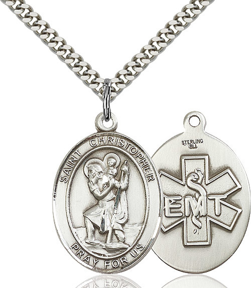 St. Christopher EMT Sterling Silver Pendant