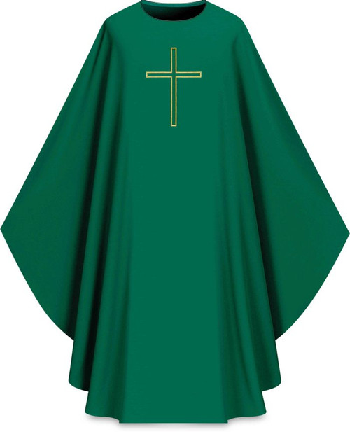 Assisi Embroidered Cross Chasuble | Plain Collar | 100% Polyester | All Colors