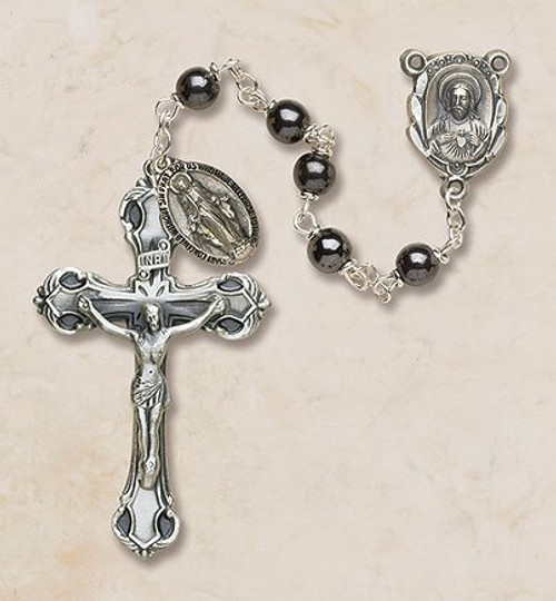 Men's Hematite Italian Lock-Link Rosary