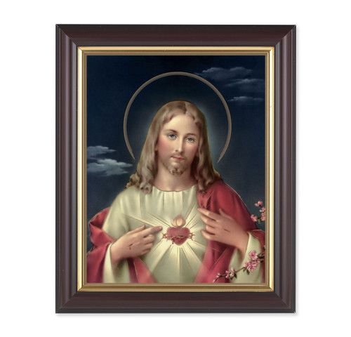 Sacred Heart of Jesus Walnut Framed Art | Style B | 8" x 10"