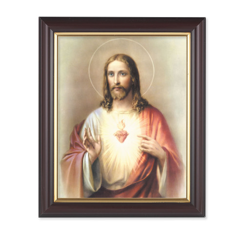 Sacred Heart of Jesus Walnut Framed Art | Style D | 8" x 10"