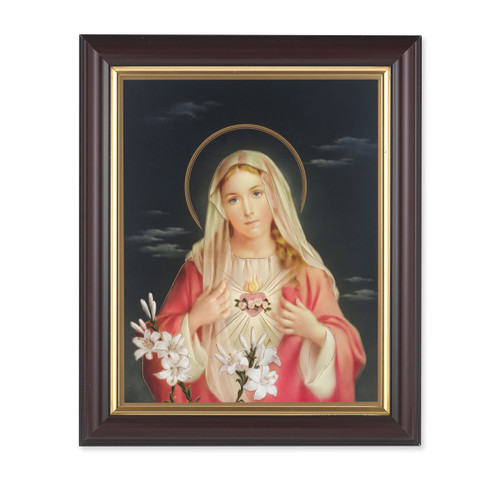 Immaculate Heart of Mary Walnut Framed Art | Style D | 8" x 10"