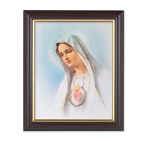 Immaculate Heart of Mary Walnut Framed Art | Style G | 8" x 10"