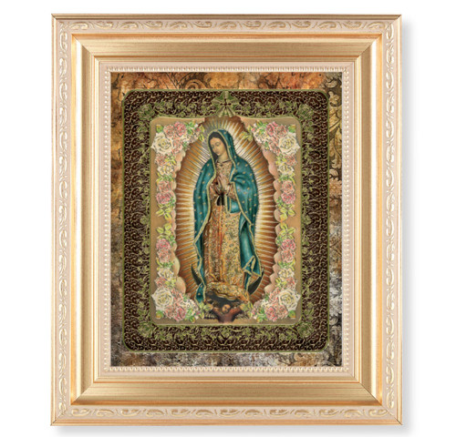 Our Lady of Guadalupe Roses Gold Framed Art | 8" x 10"