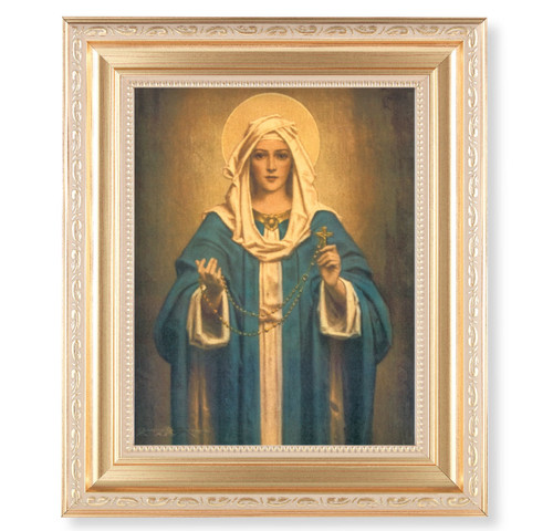 Our Lady of the Rosary Gold Framed Art